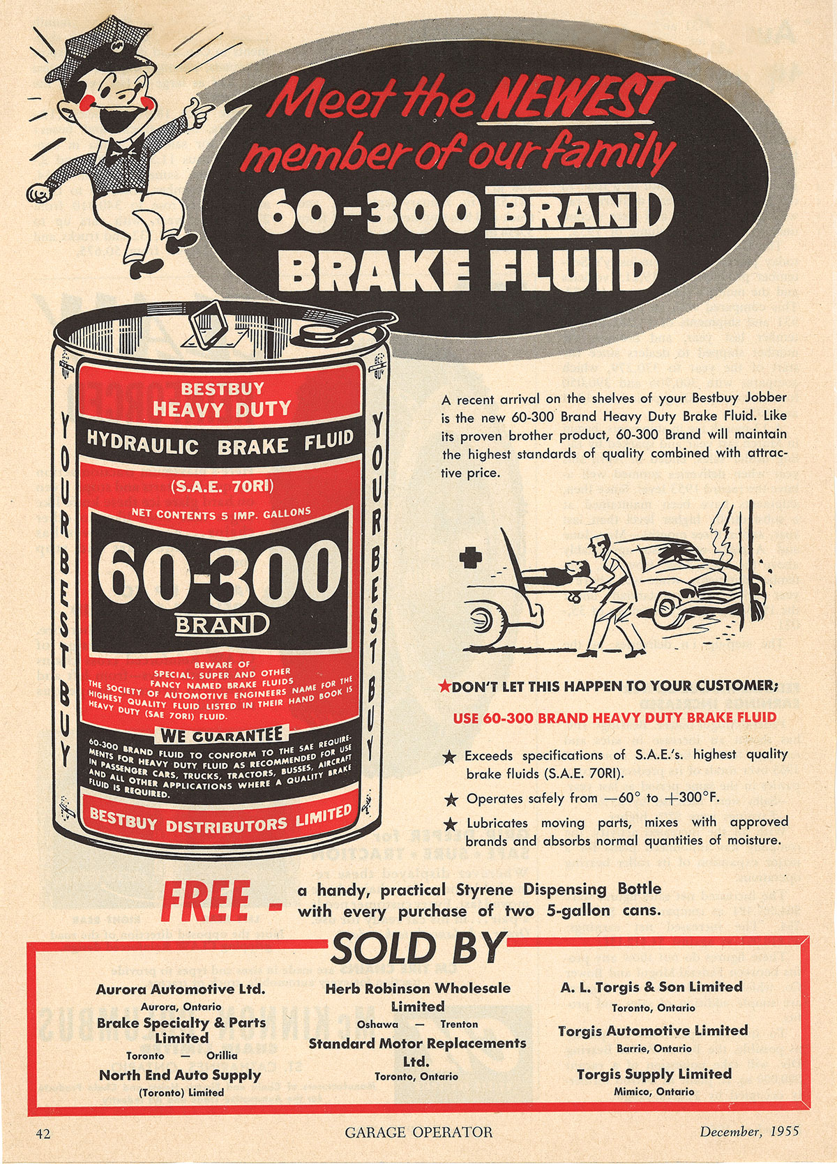 Annonce de liquide pour freins Bestbuy de 1955.